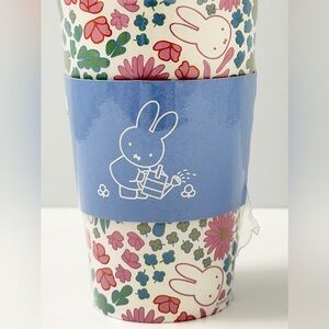 Miffy White and Pink Floral Party Cup Set of 10 with Lids and Sleeves